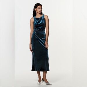 NWT Zara xs velvet blue dress